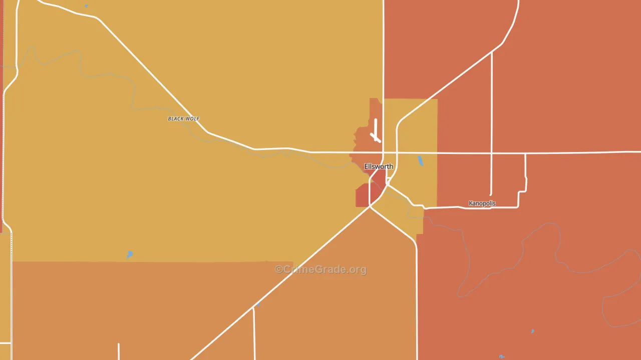 Ellsworth County, KS Map of Drug-Related Crime Rates