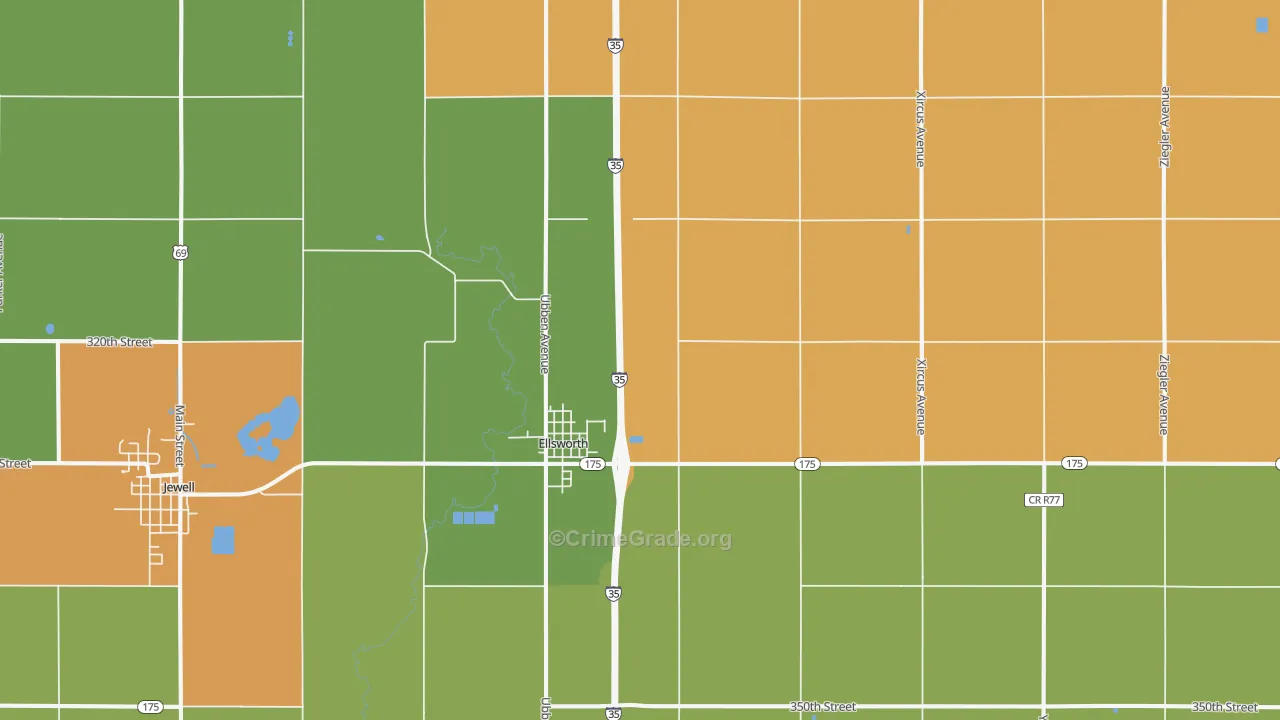 Ellsworth, IA Map of Drug-Related Crime Rates