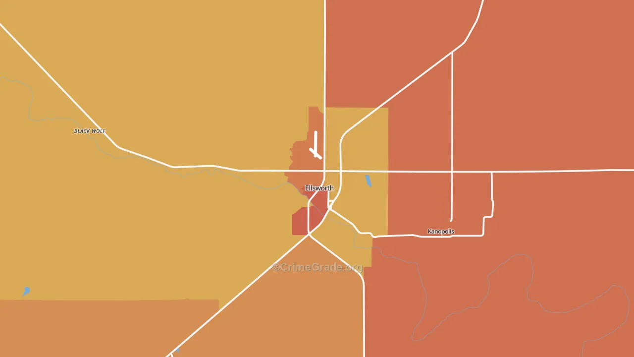 Ellsworth, KS Map of Drug-Related Crime Rates