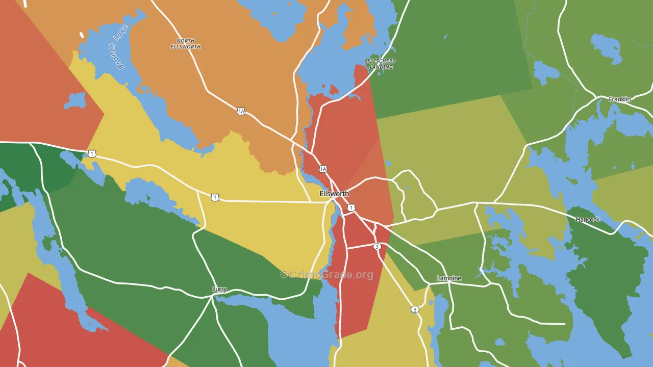 Ellsworth, ME Map of Drug-Related Crime Rates