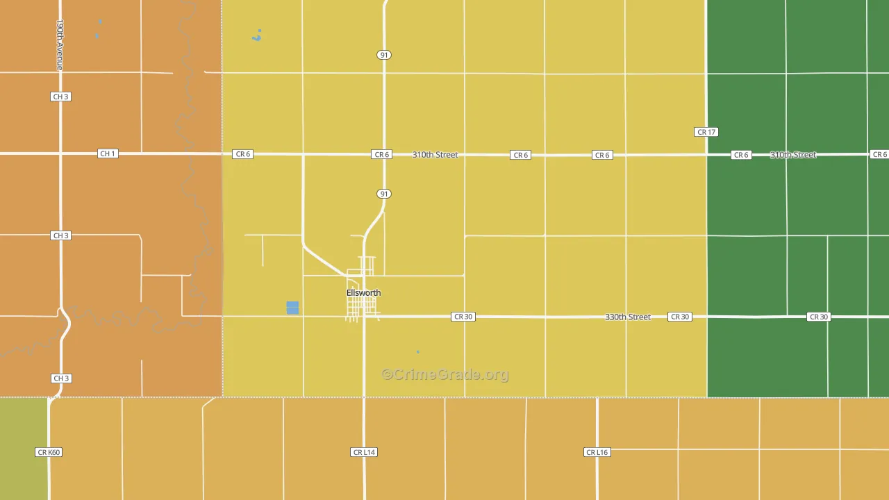 Ellsworth, MN Map of Drug-Related Crime Rates
