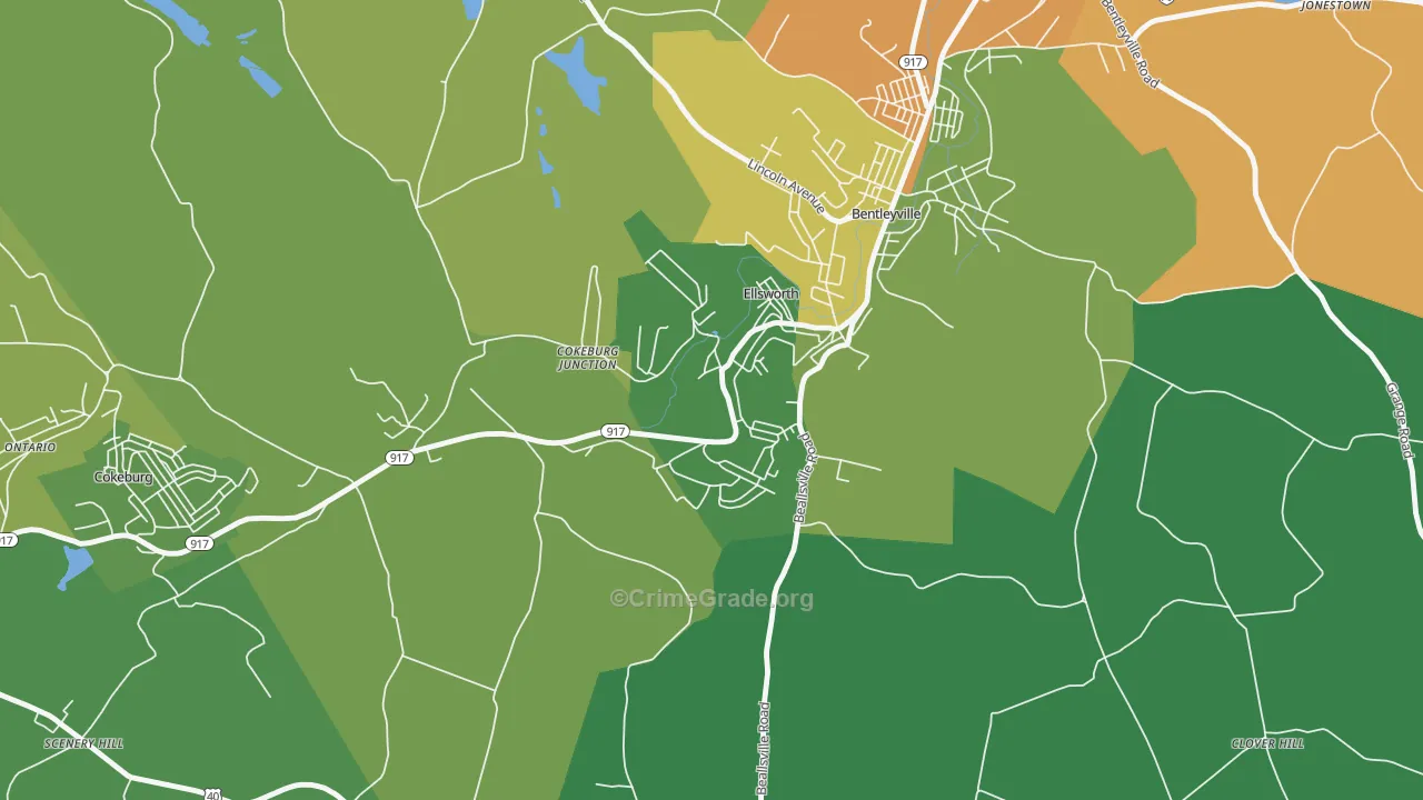 Ellsworth, PA Map of Drug-Related Crime Rates