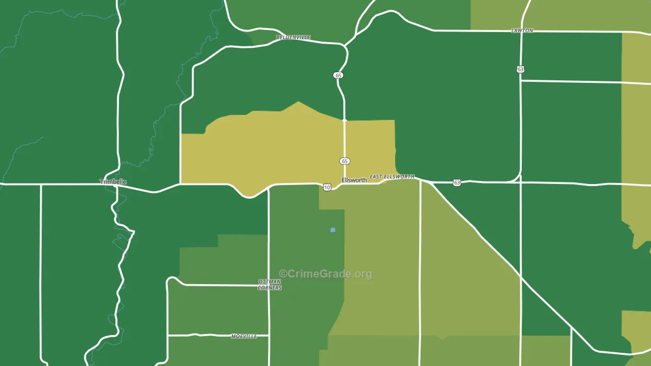 Ellsworth, WI Map of Drug-Related Crime Rates