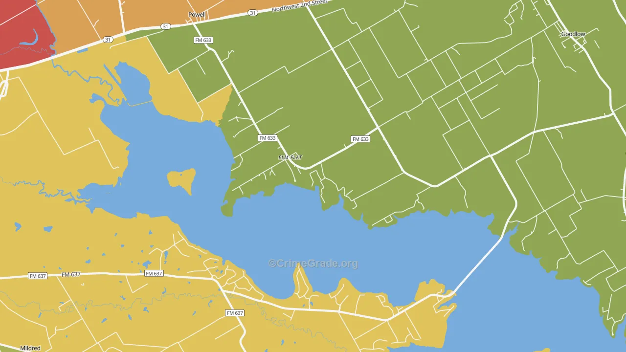 Elm Flat, TX Map of Drug-Related Crime Rates