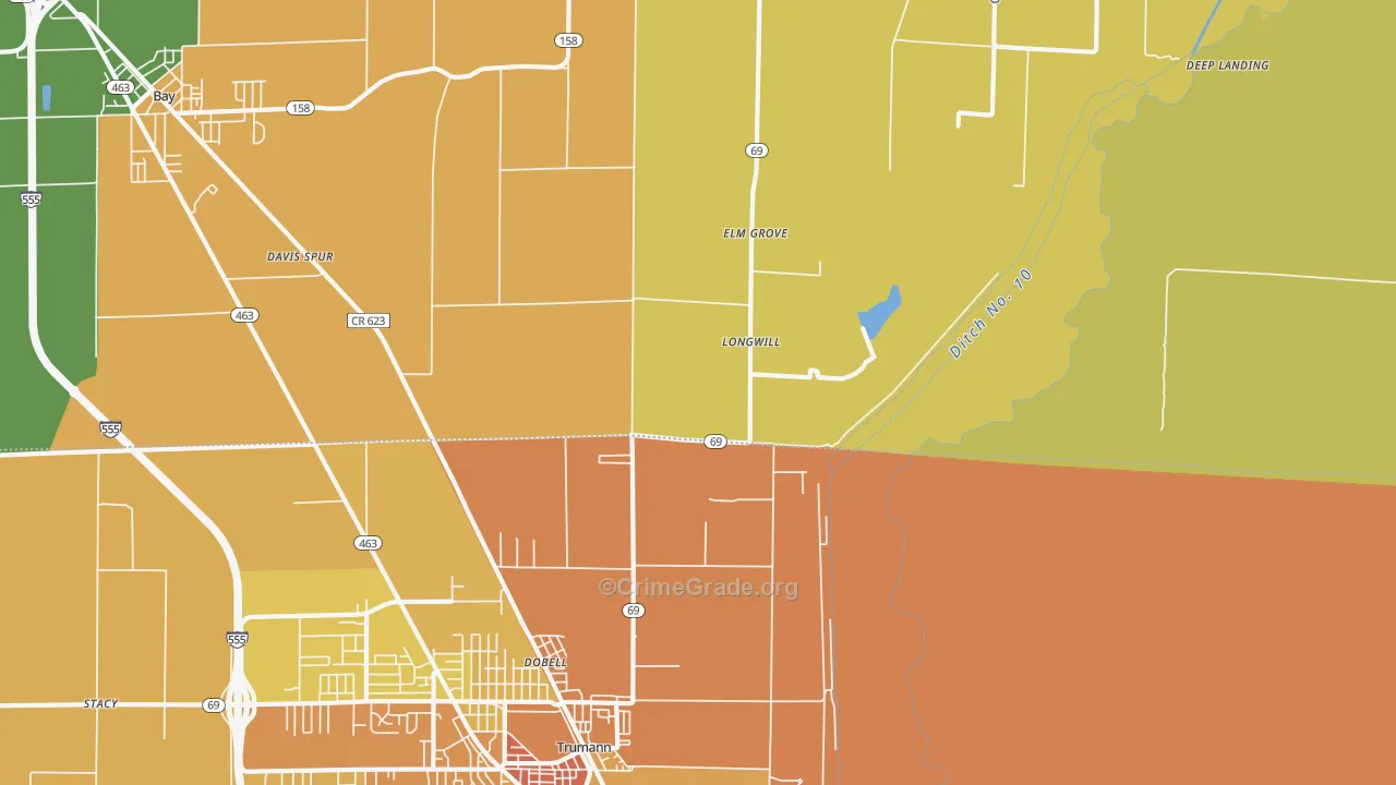 Elm Grove, AR Map of Drug-Related Crime Rates