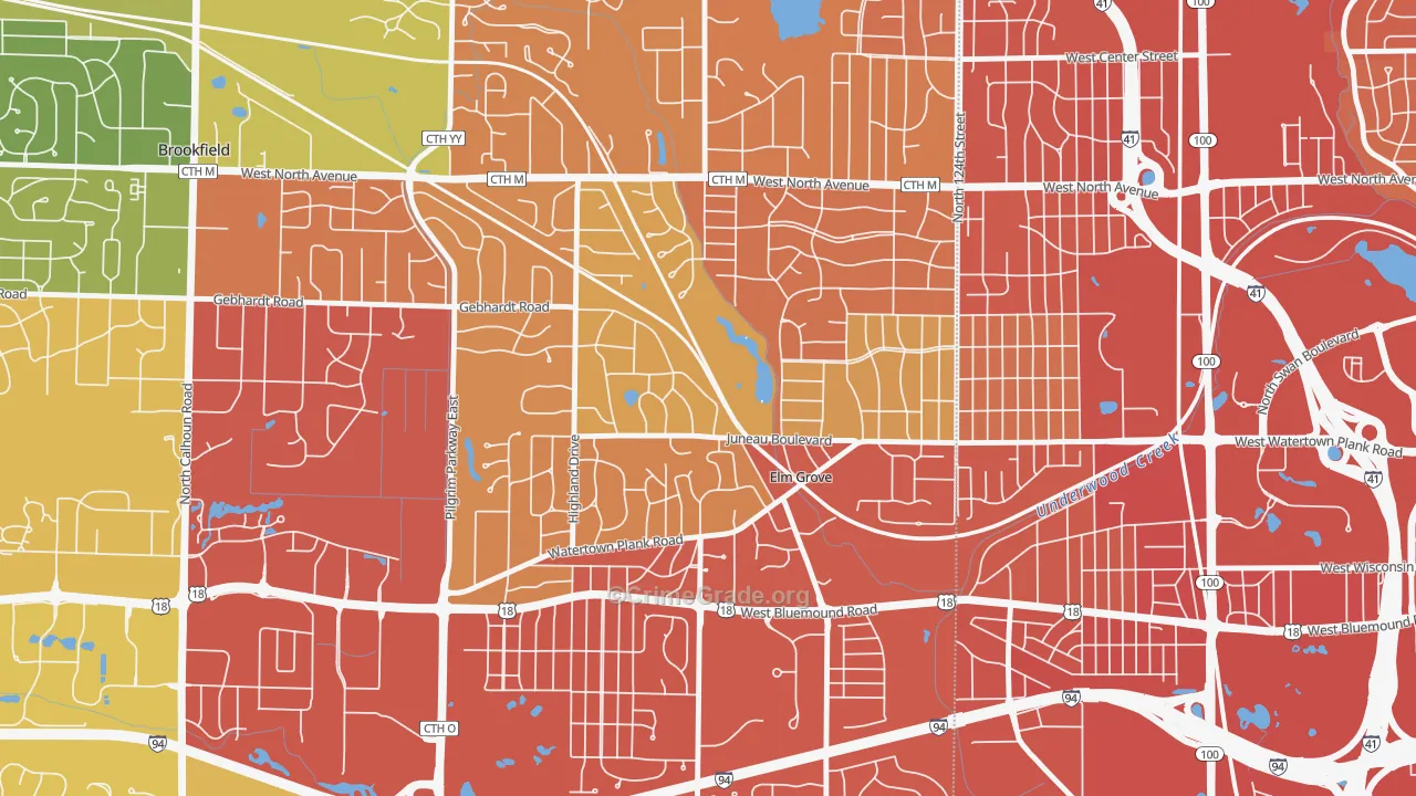 Elm Grove, WI Map of Drug-Related Crime Rates