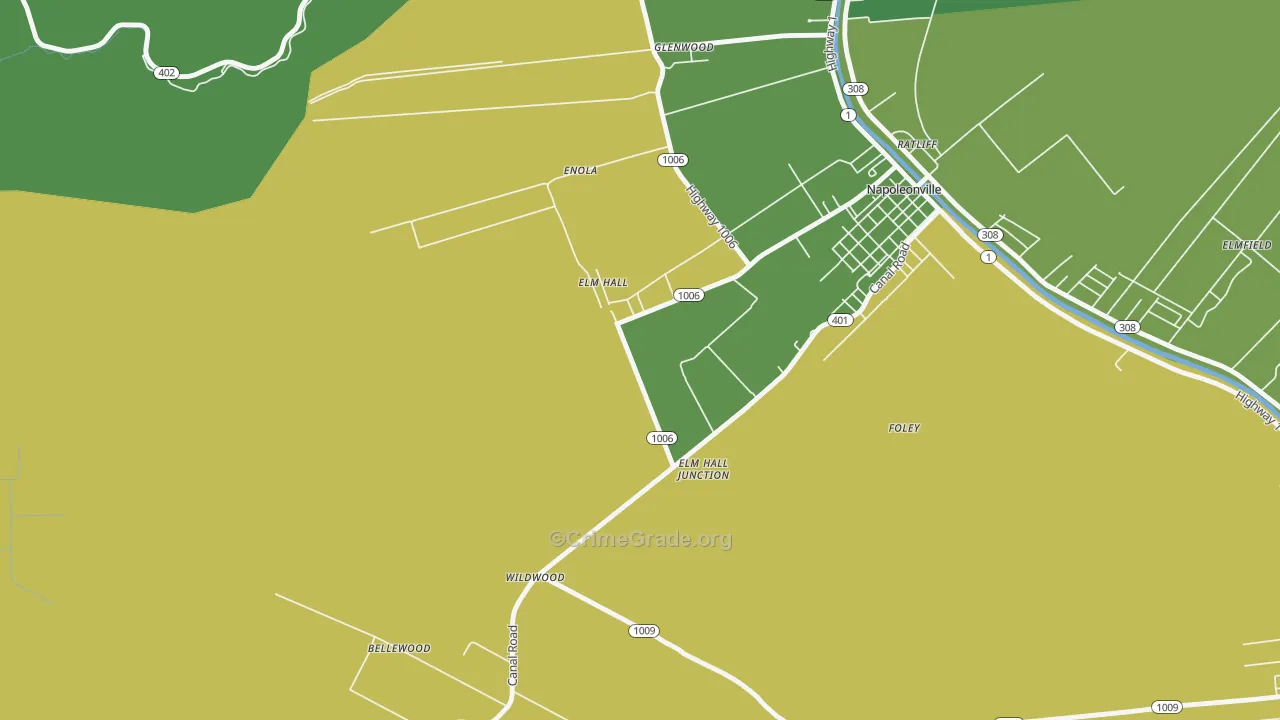 Elm Hall, LA Map of Drug-Related Crime Rates