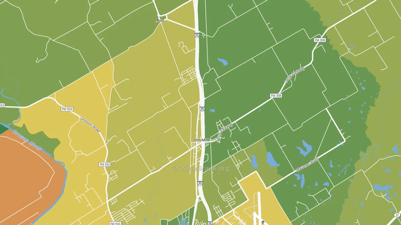 Elm Mott, TX Map of Drug-Related Crime Rates