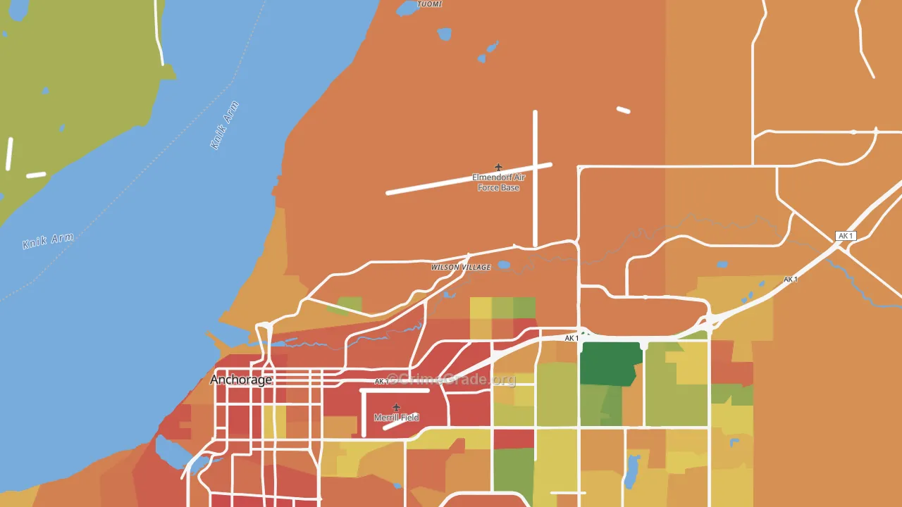 Elmendorf Afb, AK Map of Drug-Related Crime Rates