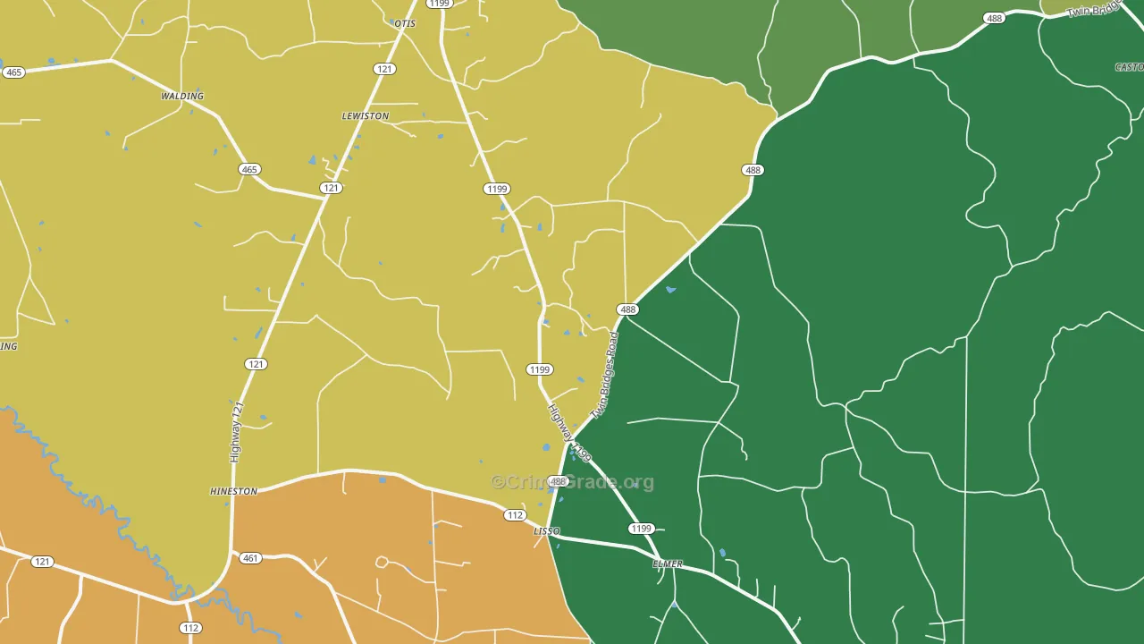Elmer, LA Map of Drug-Related Crime Rates