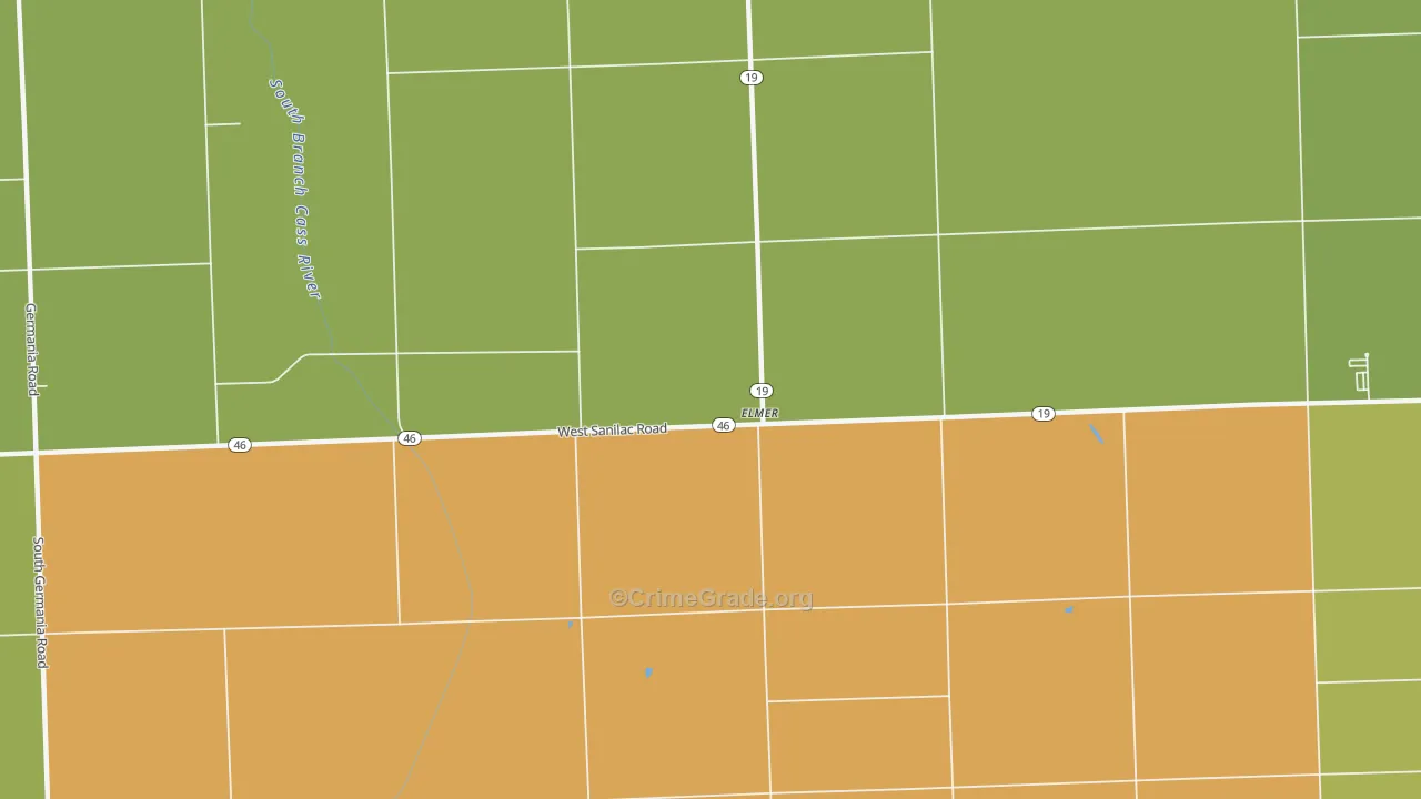 Elmer, MI Map of Drug-Related Crime Rates