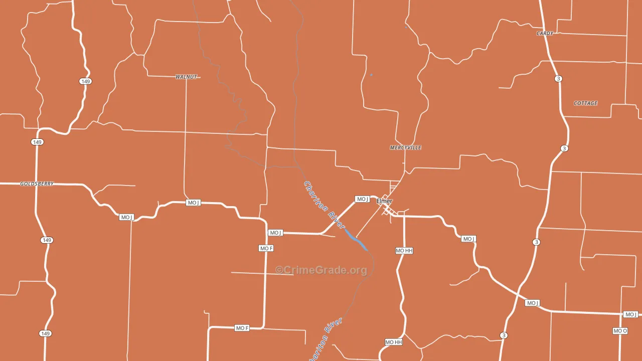 Elmer, MO Map of Drug-Related Crime Rates
