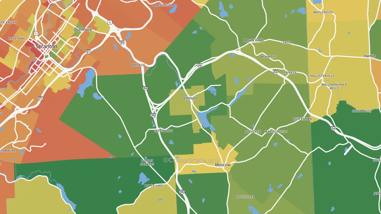 Elmhurst, PA Map of Drug-Related Crime Rates