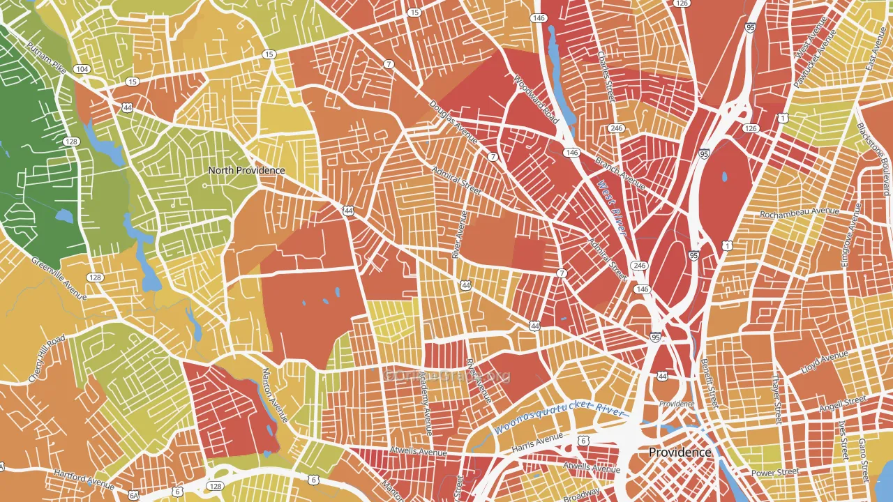 Elmhurst, Providence, RI Map of Drug-Related Crime Rates