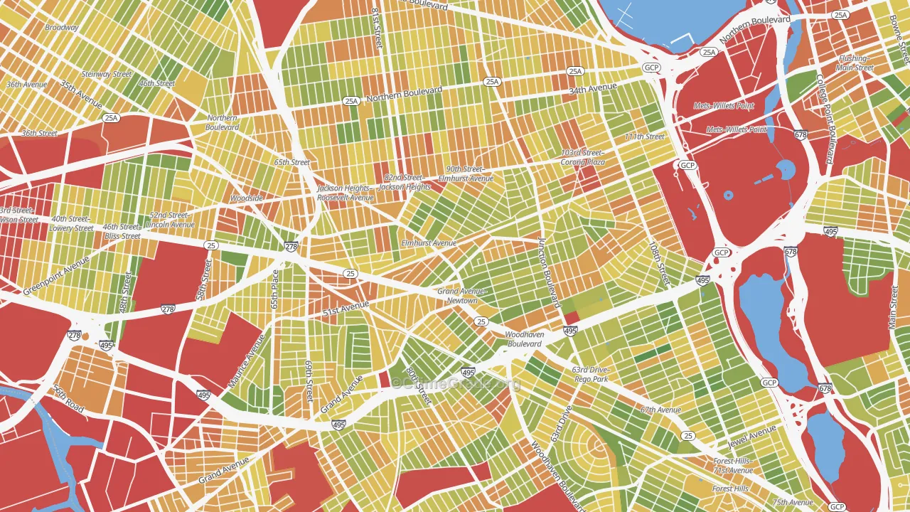 Elmhurst, Queens, NY Map of Drug-Related Crime Rates