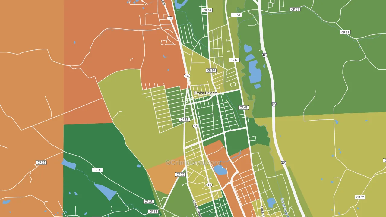 Elmira Heights, NY Map of Drug-Related Crime Rates