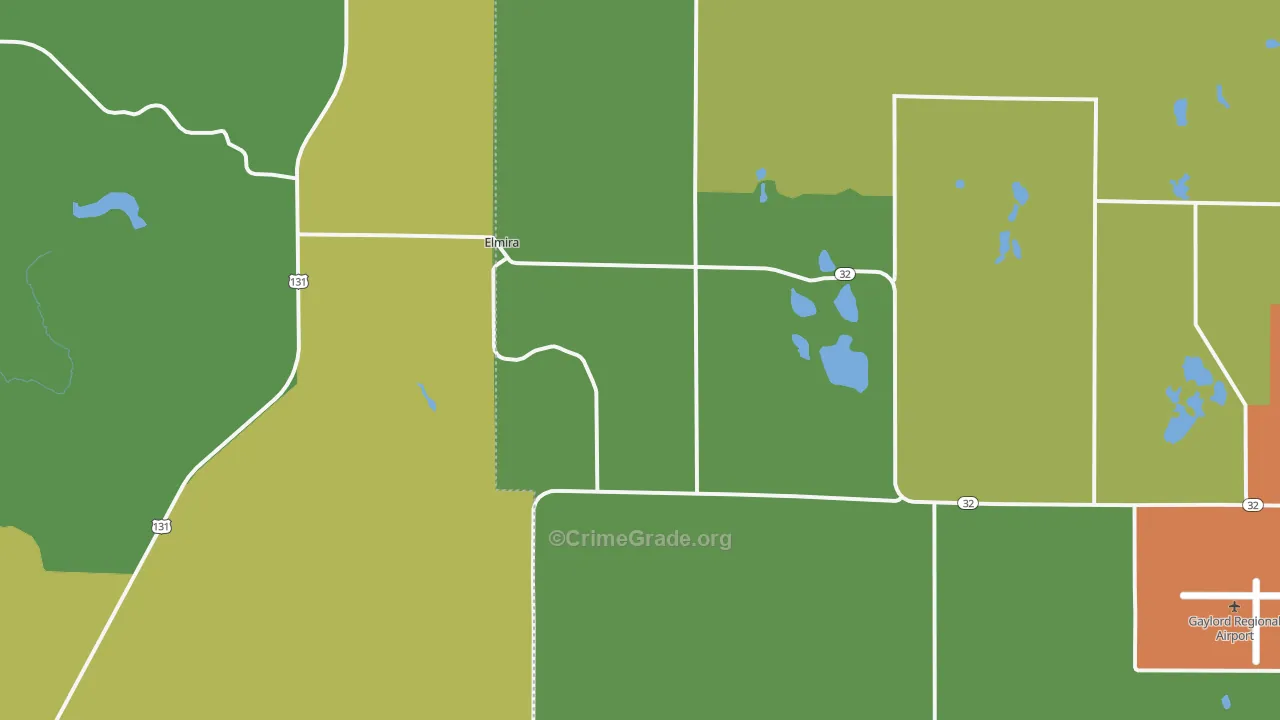 Elmira, MI Map of Drug-Related Crime Rates