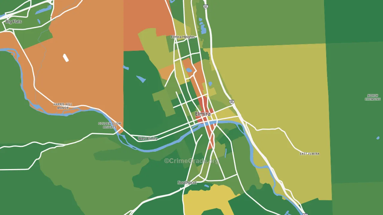 Elmira, NY Map of Drug-Related Crime Rates