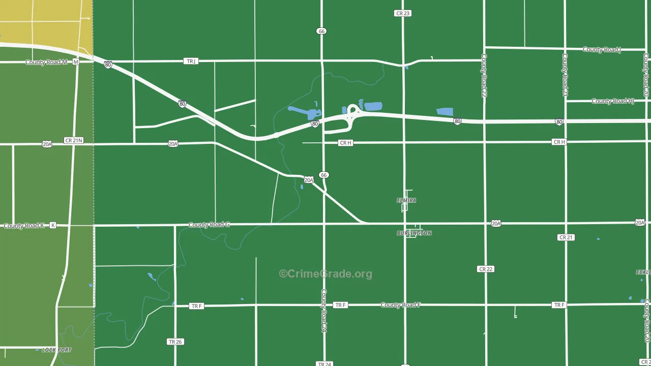 Elmira, OH Map of Drug-Related Crime Rates