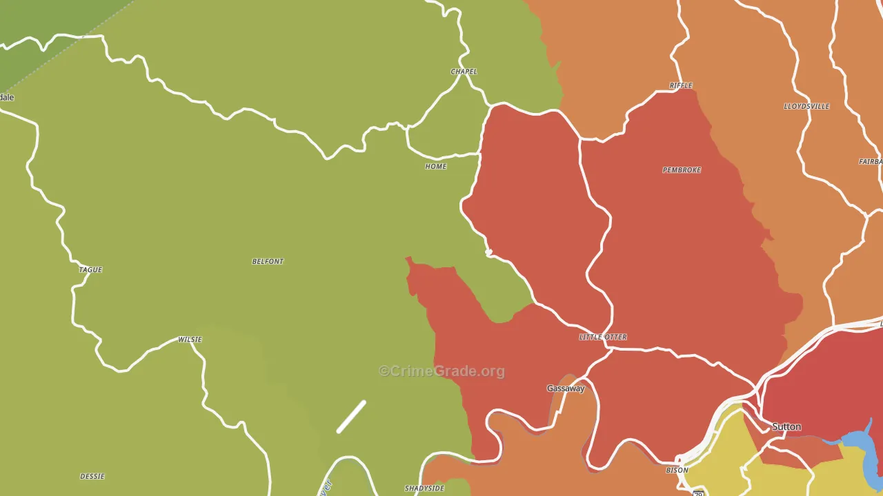 Elmira, WV Map of Drug-Related Crime Rates