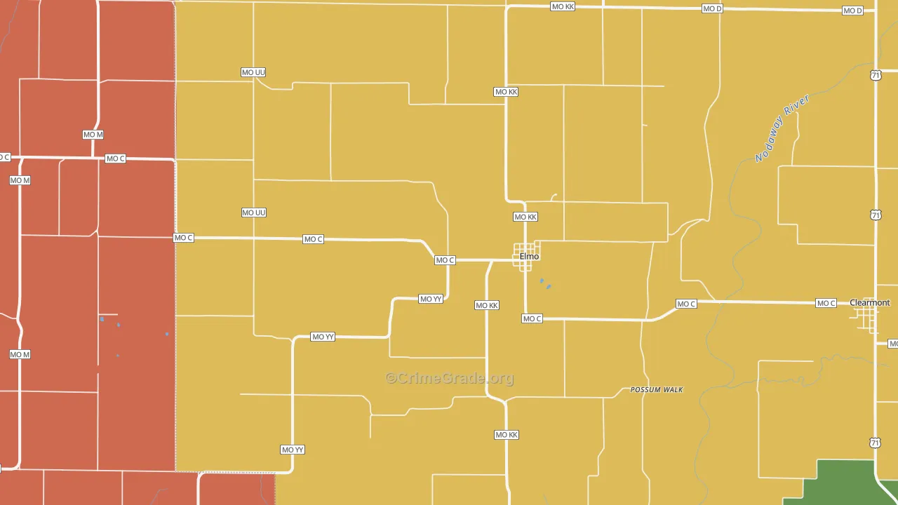 Elmo, MO Map of Drug-Related Crime Rates