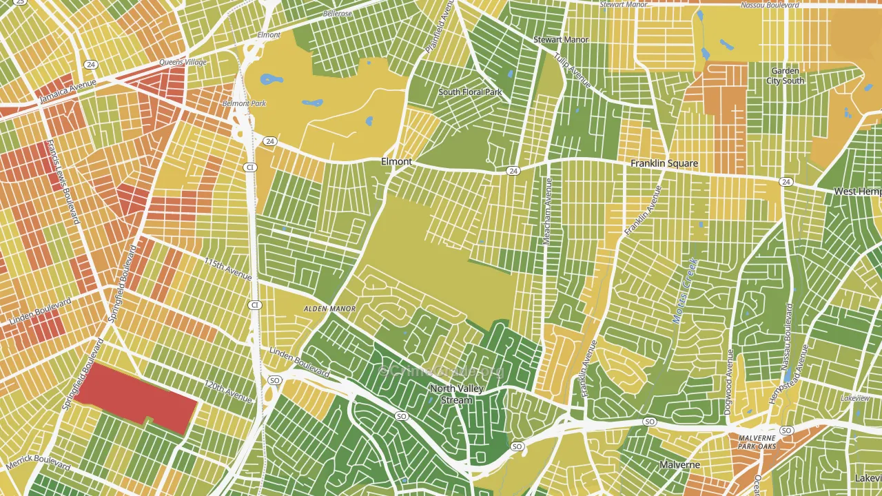 Elmont, NY Map of Drug-Related Crime Rates