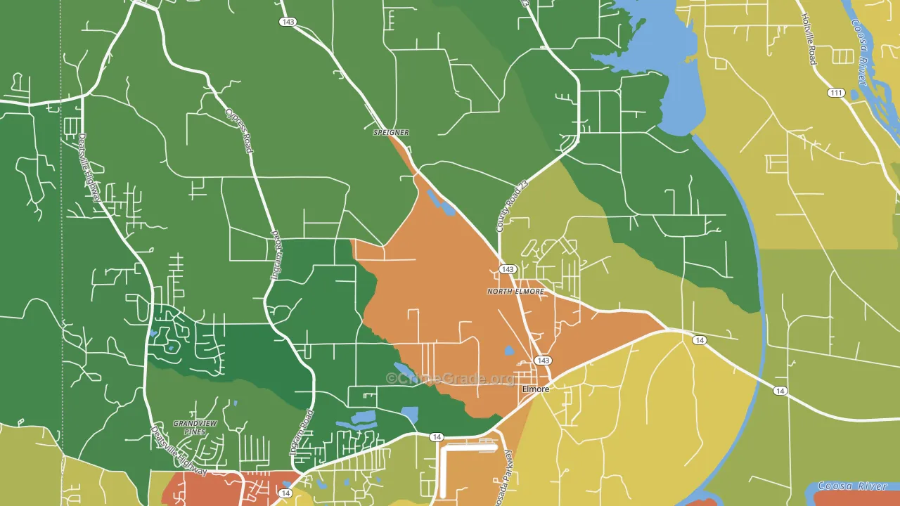 Elmore, AL Map of Drug-Related Crime Rates