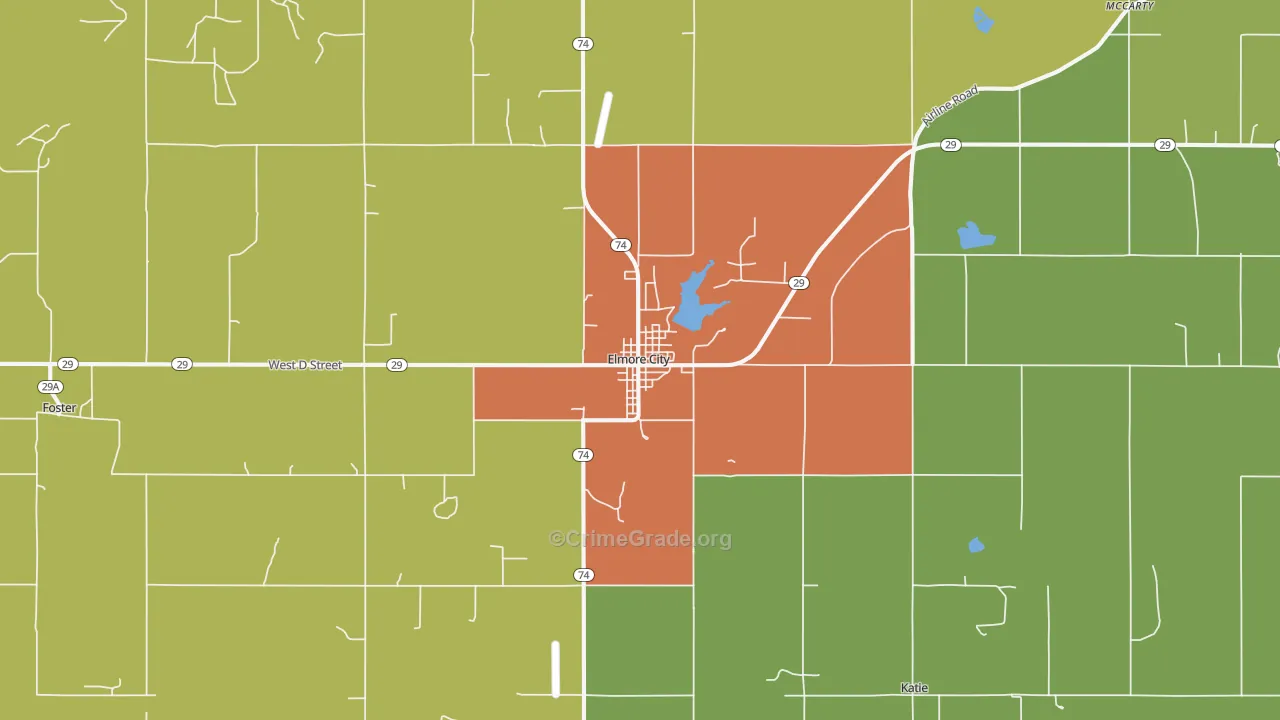 Elmore City, OK Map of Drug-Related Crime Rates