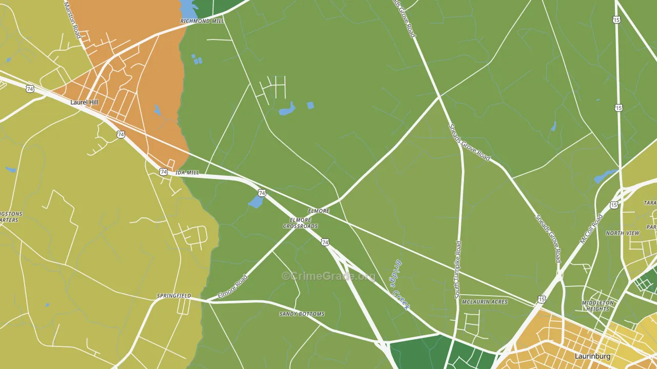 Elmore, NC Map of Drug-Related Crime Rates