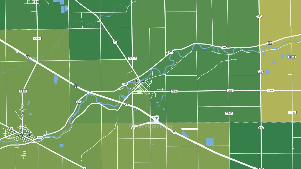 Elmore, OH Map of Drug-Related Crime Rates