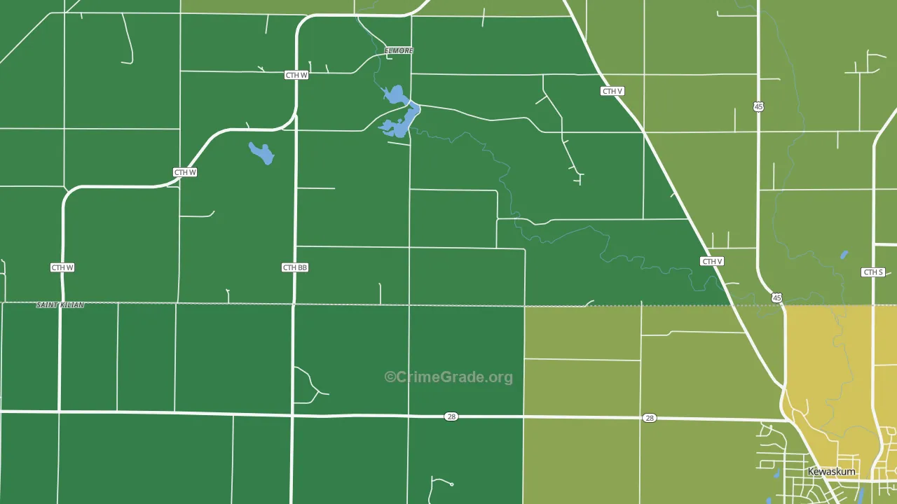 Elmore, WI Map of Drug-Related Crime Rates