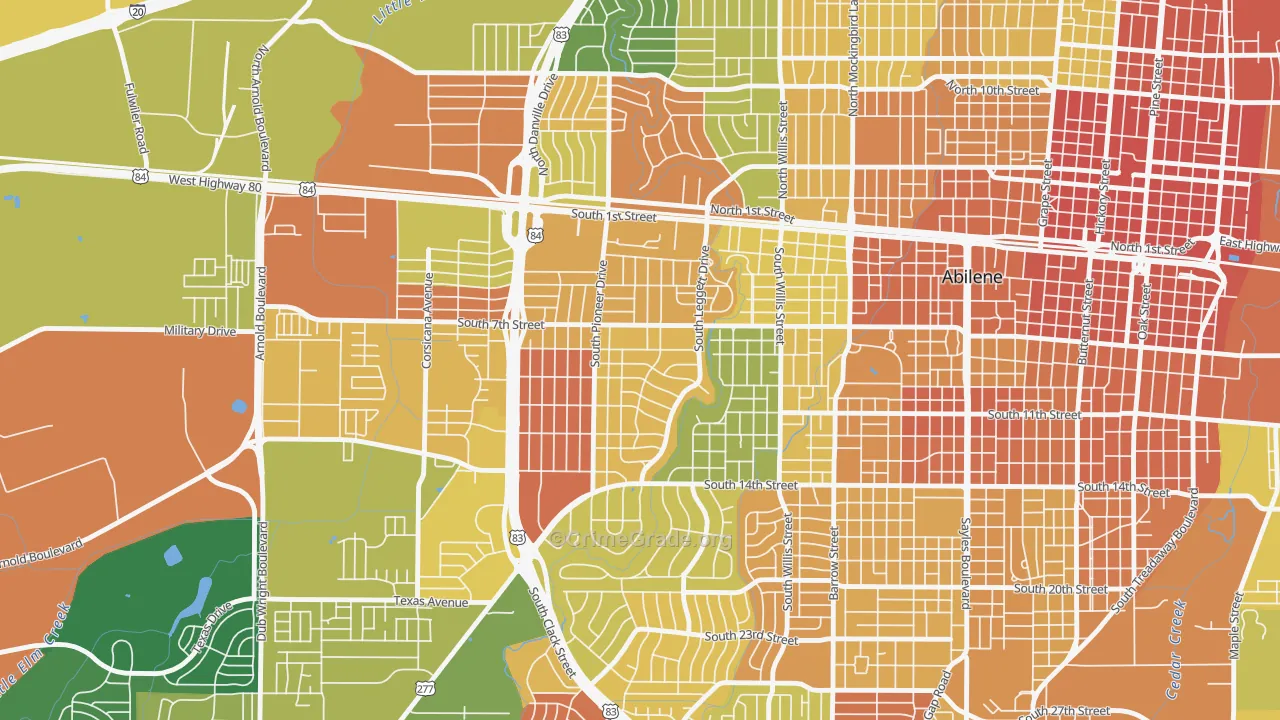 Elmwood Area, Abilene, TX Map of Drug-Related Crime Rates