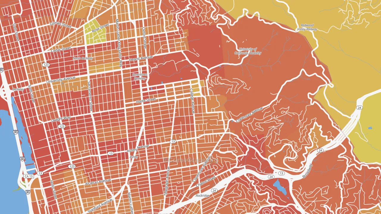 Elmwood, Berkeley, CA Map of Drug-Related Crime Rates