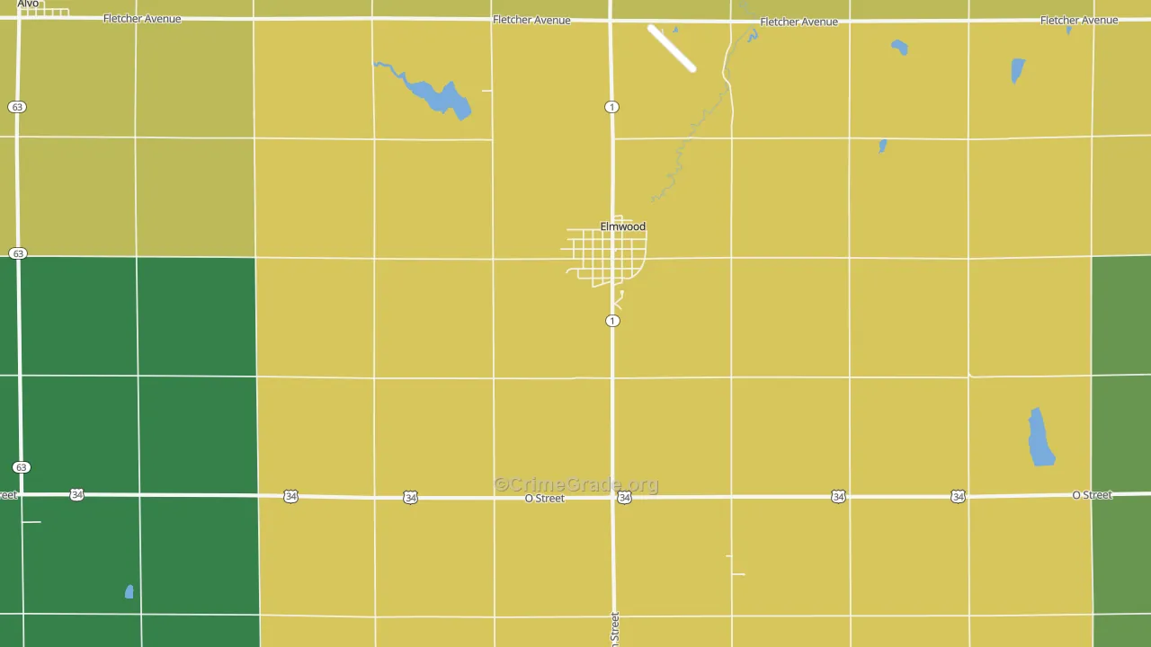 Elmwood, NE Map of Drug-Related Crime Rates