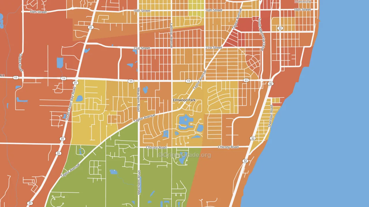 Elmwood Park, WI Map of Drug-Related Crime Rates