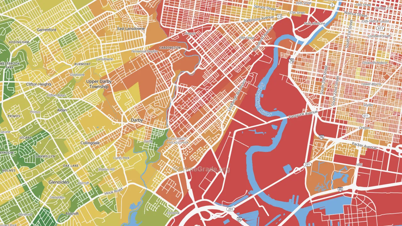Elmwood, Philadelphia, PA Map of Drug-Related Crime Rates