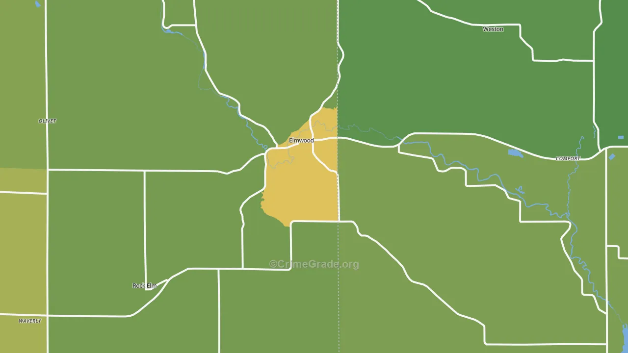Elmwood, WI Map of Drug-Related Crime Rates