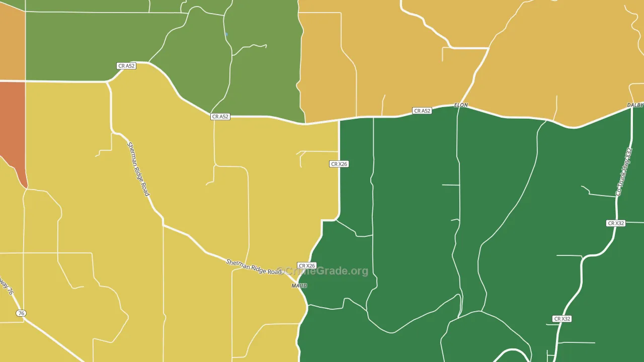 Elon, IA Map of Drug-Related Crime Rates