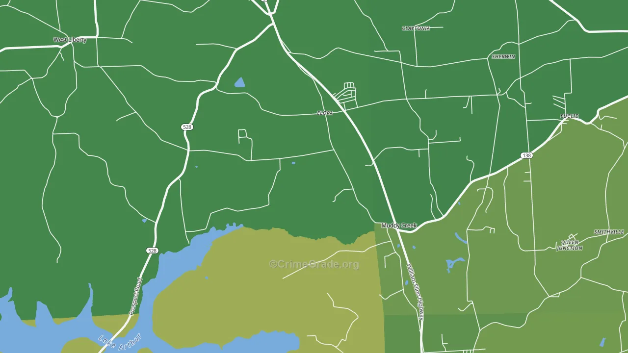 Elora, PA Map of Drug-Related Crime Rates