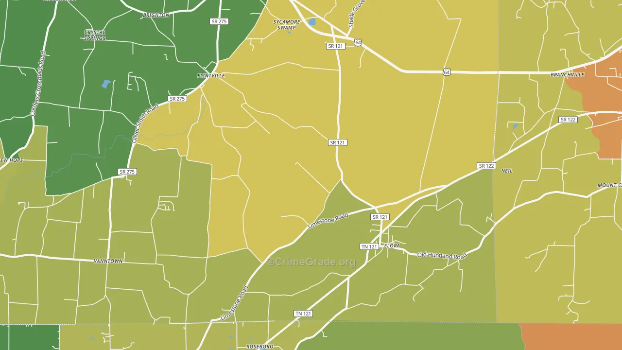 Elora, TN Map of Drug-Related Crime Rates