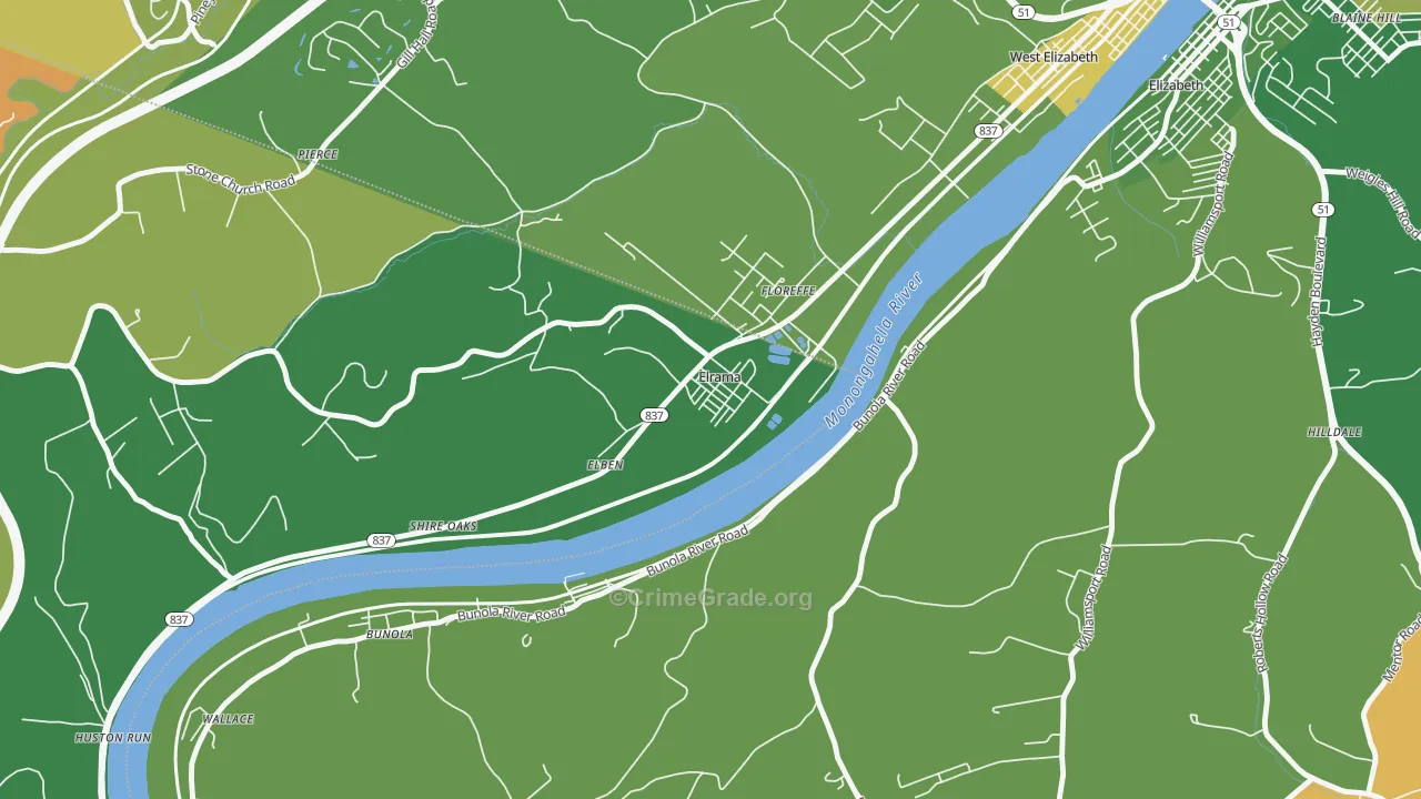 Elrama, PA Map of Drug-Related Crime Rates