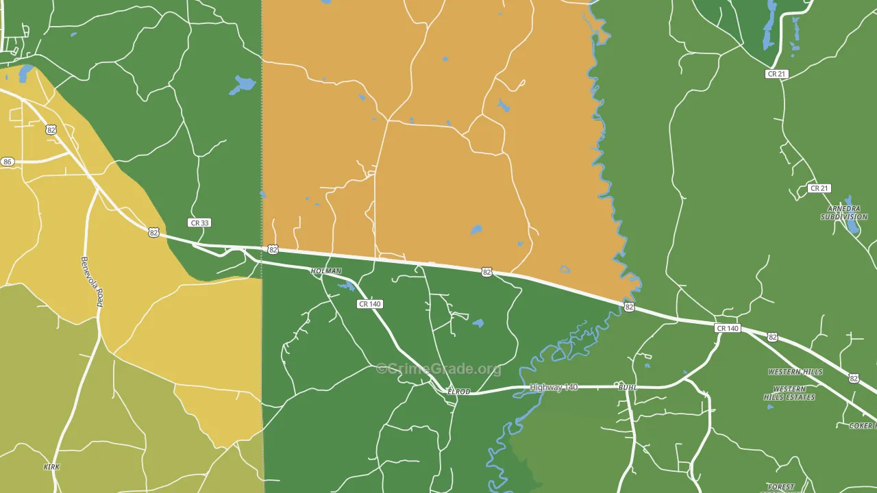 Elrod, AL Map of Drug-Related Crime Rates