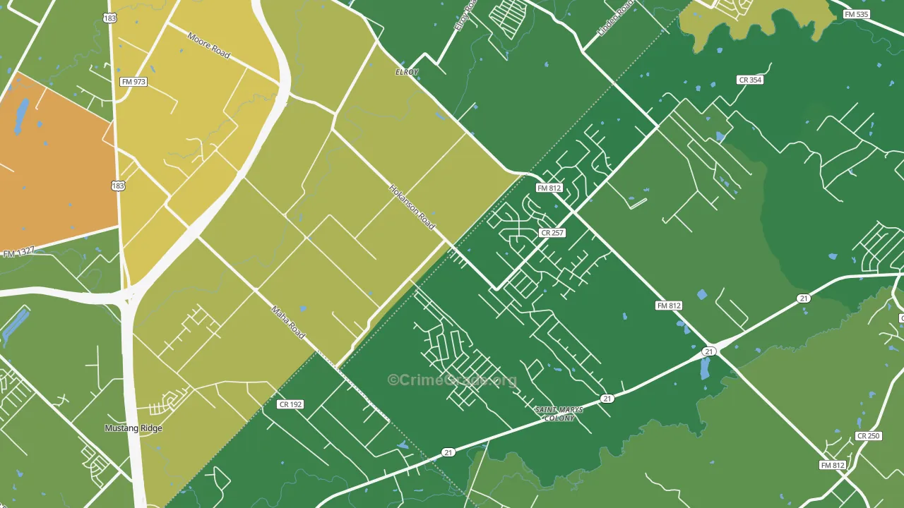 Elroy, TX Map of Drug-Related Crime Rates