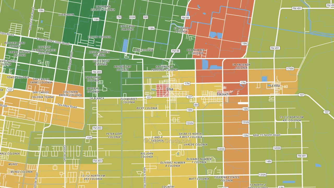 Elsa, TX Map of Drug-Related Crime Rates