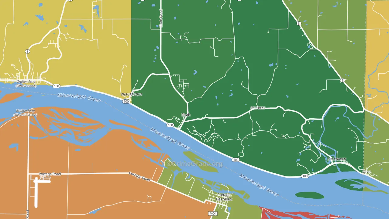 Elsah, IL Map of Drug-Related Crime Rates