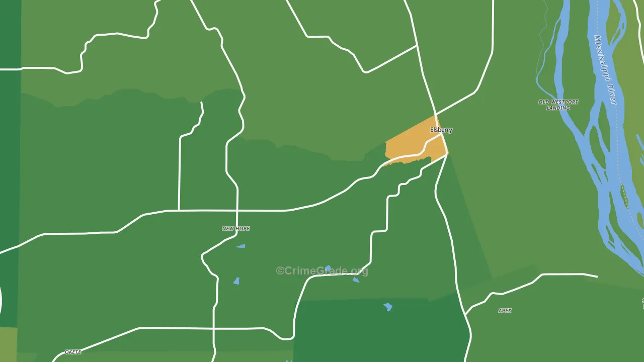 Elsberry, MO Map of Drug-Related Crime Rates