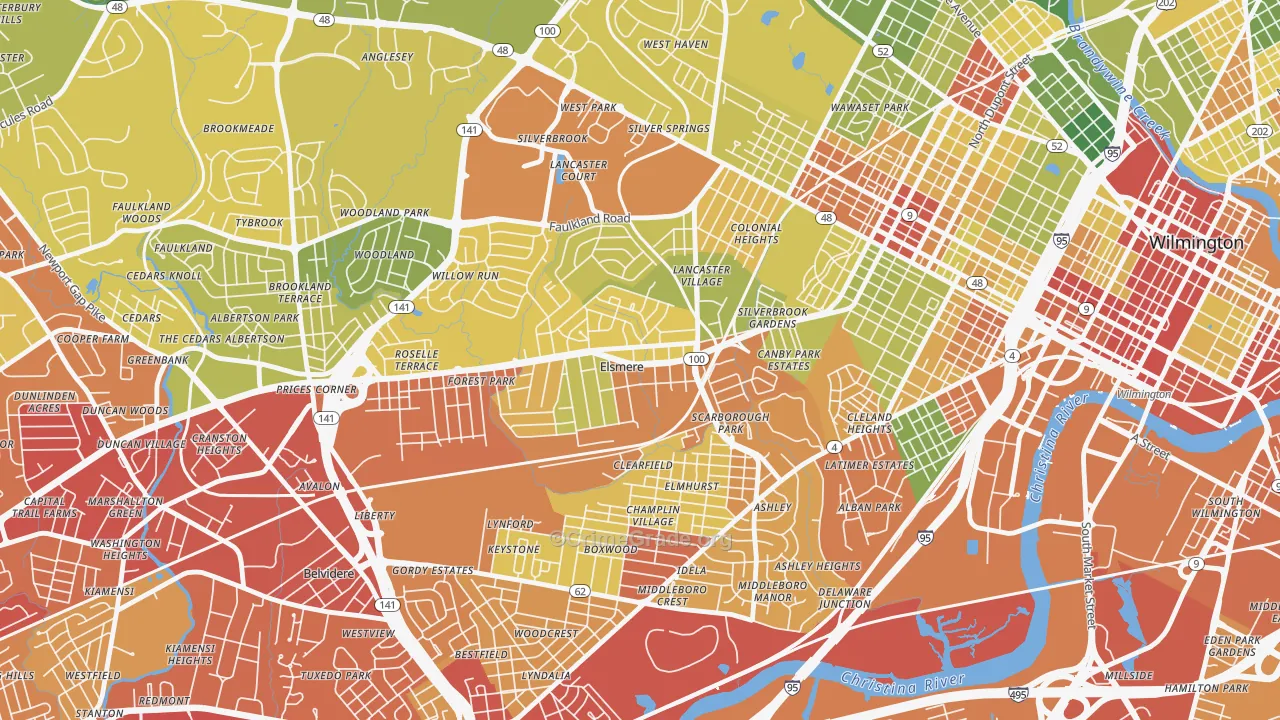 Elsmere, DE Map of Drug-Related Crime Rates