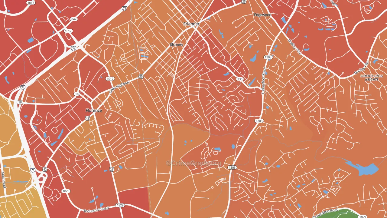 Elsmere, KY Map of Drug-Related Crime Rates