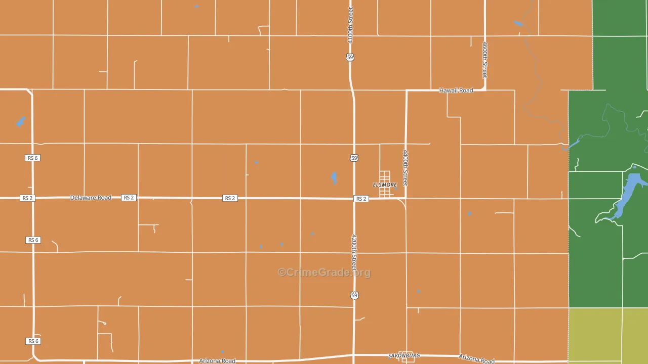 Elsmore, KS Map of Drug-Related Crime Rates