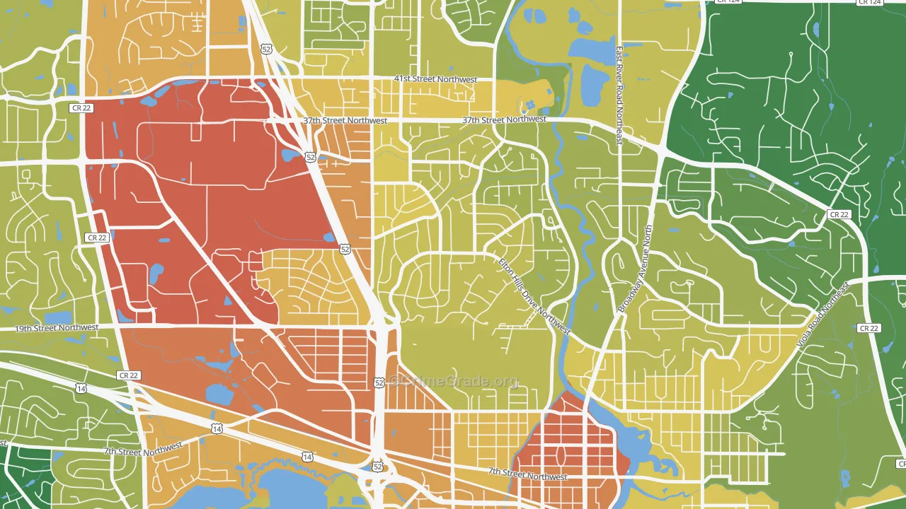 Elton Hills, Rochester, MN Map of Drug-Related Crime Rates